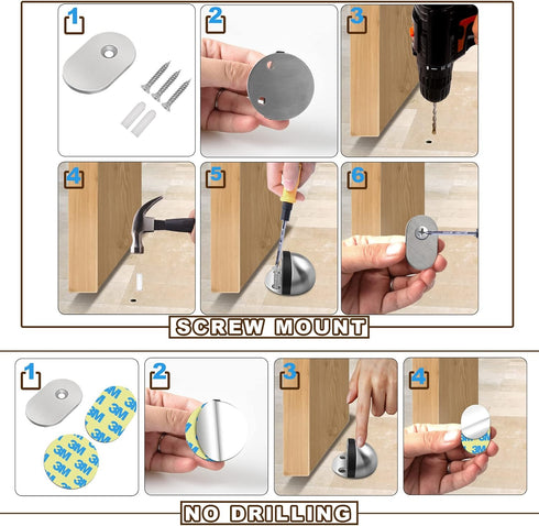 HUTLON Dome Shaped Magnetic Door Stop, Brushed Satin Black Soft-Catch Floor Holder, No Drilling, 1 Pack