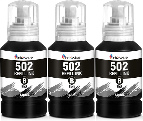 Epson 502 Pigment Ink Replacement Bottles for Ecotank ET-2760 ET-2750 ET-3760 ET-4760 ET-3750 ET-4750 ET-3710 ET-15000