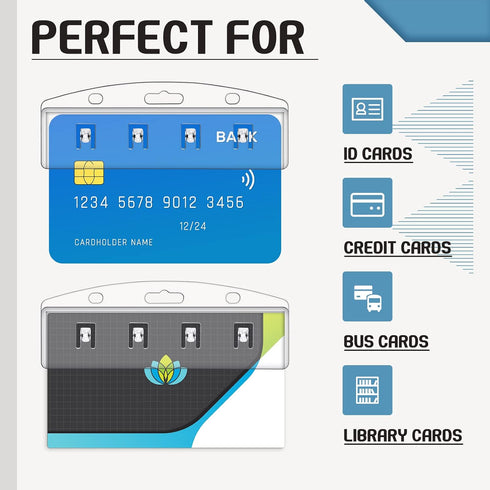 80 Pack Fuutreo Swipe Card Holder Horizontal Half Card ID Badge Holders with Grippers Hard Plastic Easy Access Rigid