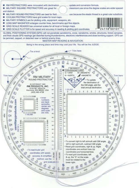 RM43 RM Products Military Round Protractor - Blue and Black Print
