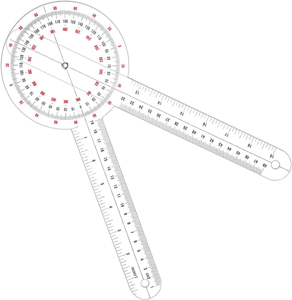 12 Inch Goniometer Transparent Orthopedic Angle Ruler, 360 Degree Protractor for Body Measuring Tape (1)