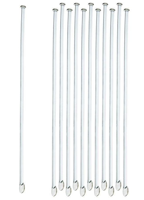 EISCO 10PK Glass Stirring Rods, 11.8", Spade & Button Ends, 6mm Diameter, Borosilicate 3.3 Glass