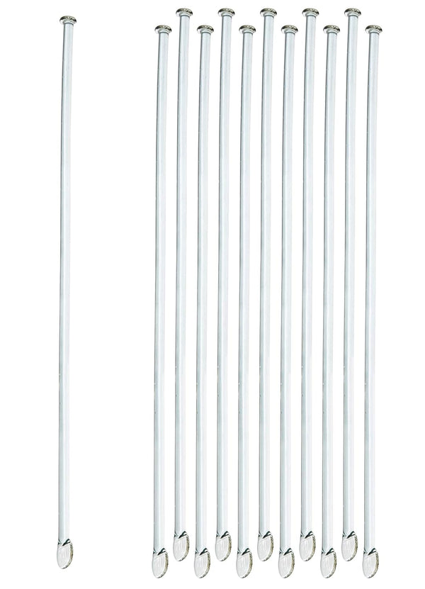 EISCO 10PK Glass Stirring Rods, 11.8", Spade & Button Ends, 6mm Diameter, Borosilicate 3.3 Glass