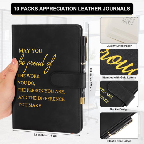 Kosiz 20 Pcs Employee Appreciation Gifts Inspirational A5 Leather Journal Notebooks with Motivational Pen for Team Staff