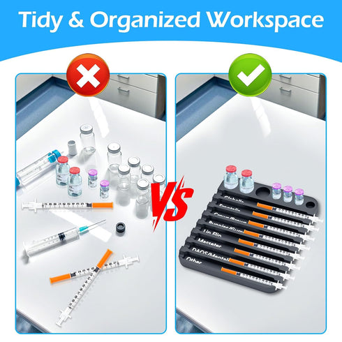 BQDQYBS 8 Aesthetic Practitioner Syringe Tray with Slots Label, Vial Holder/Syringe Tray Combination for Aestheticians