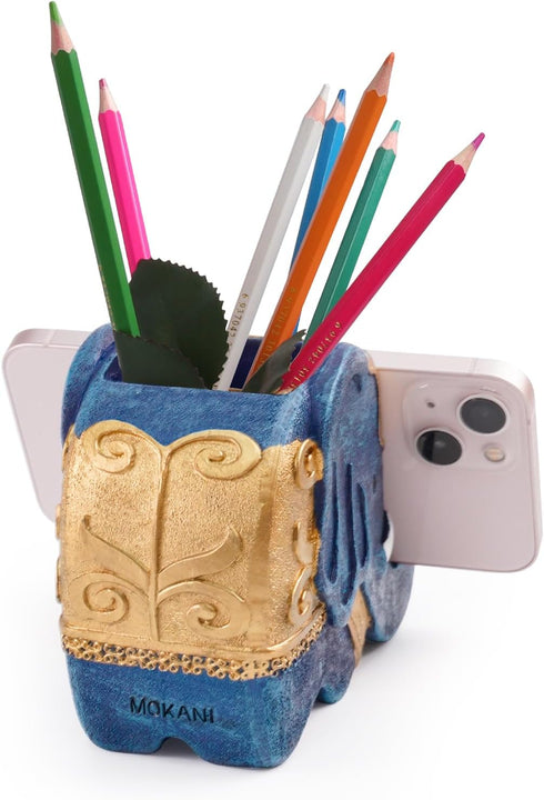 MOKANI Elephant Pencil Holder with Phone Stand - Multifunctional Desk Organizer Gifts for Women