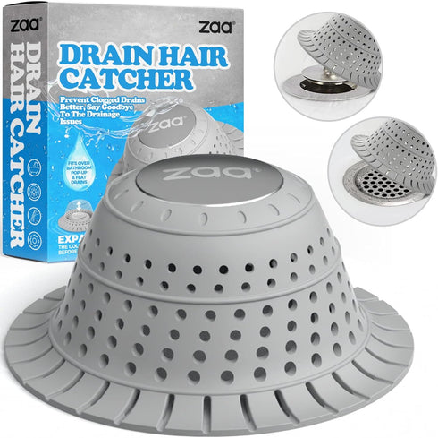 Bathtub Drain Hair Catcher, Silicone Collapsible Drain Protector for Pop-Up and Regular Drains, 1 Pack