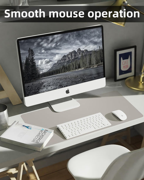 Office/Home(35"x17",Light Leather Desk Pad Protector,Large Mouse pad,Office Desk mat,Laptop Mat for Desk, Non-Slip PU