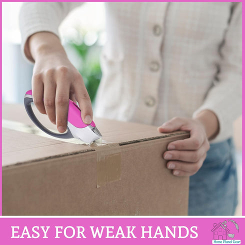 Pack 5 Pink Box Cutter Retractable Utility Knife - Two Heavy Duty Cardboard Carton Cutter Opener Retracting