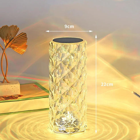 CLoxks Dimmable Bedside Lamp Crystal Rose Ambiance Table Lamp Bedroom Bedside Lamp LED Romantic Multi-Color Changing