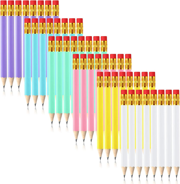 Zonon 48 Pieces Mini Golf Pencils with Eraser for Kids, Short Pencils for Wedding, Bridal Shower, School, Office (Pink,
