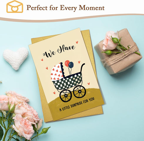 Qiliji Pregnancy Announcement Card, New Baby Announcement Card, Pregnancy Reveal Cards for Family Family, We Have a