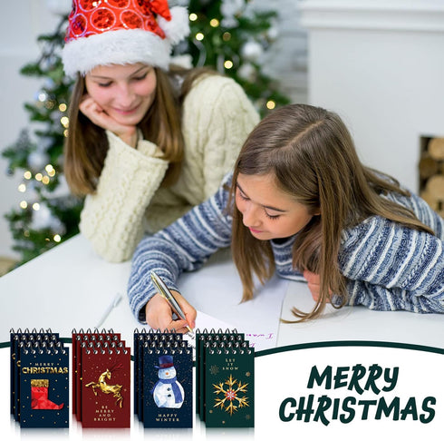 Christmas Mini Notebook, Xmas Pocket Notebooks with Santa Claus Lined Journals for Christmas Gift Supplies