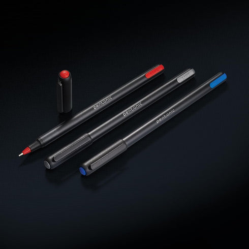 Pentonic Ballpoint Pens, 25 Count, Black, Red & Blue Ink, 0.7 mm Fine Point, Smooth Writing for Journaling