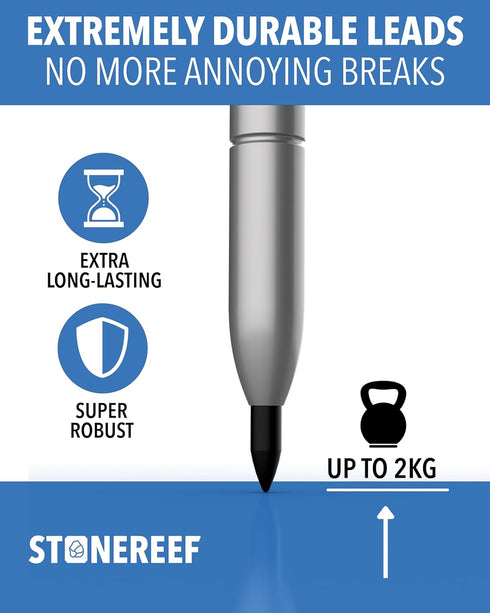 STONE REEF Set 7 Carpenter Pencil with Sharpener & Refills Deep Hole Marker Mechanical Pencil for Wood, Metal & Plastic
