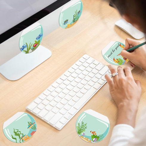 Perkoop 12 Pack Funny Sticky Notes, 3 x 3 Inch Adult Fishbowl Shaped Note Pads, Colorful Self Stick Note Pads for