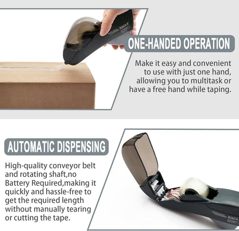 Automatic Tape Dispenser for Wrapping Gifts, Handheld Packaging Tape Dispenser Gun with Cutter, Grey