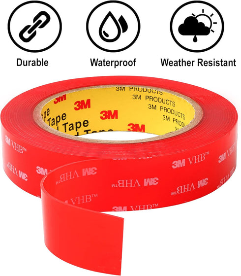 CANOPUS Double Sided Mounting Tape, Strong & Heavy Duty, Permanent Clear 4910 for Indoor Outdoor Fixing, 0.5in x 15ft