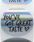 Hybsk Great Taste Holographic Silver & Black Ink Business Stickers, 300pc Round 2" Labels