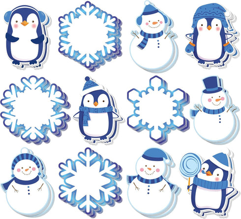 Whaline 24Pcs Christmas Sticky Notes, 12 Designs, Winter Cartoon Self-Stick Notepads for Xmas Work Study