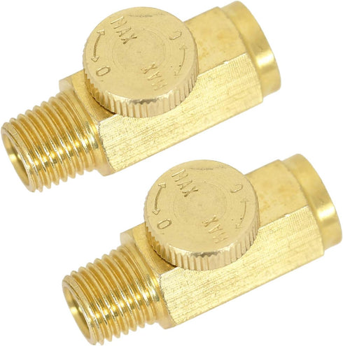 UFFY Brass In-Line Air Flow Regulator Control Tool Valve, 1/4" NPT (2)
