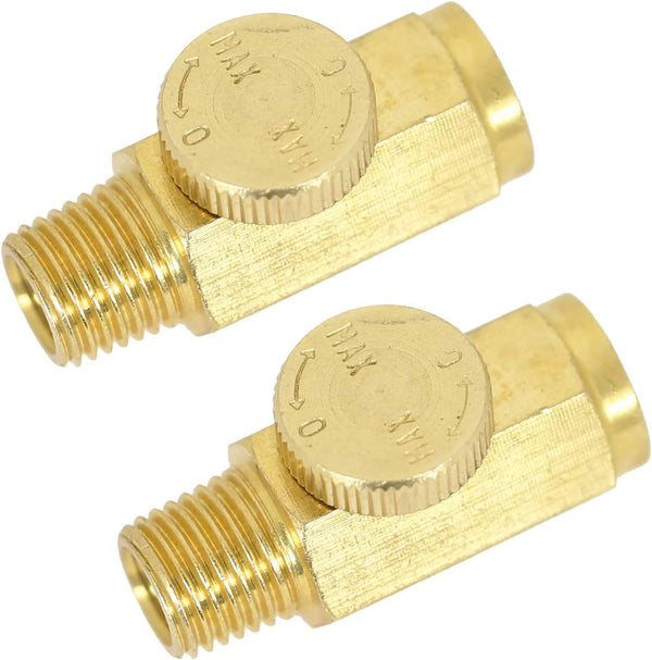 UFFY Brass In-Line Air Flow Regulator Control Tool Valve, 1/4" NPT (2)