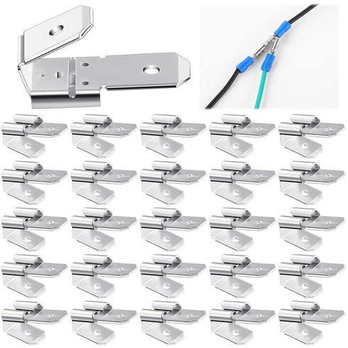 25 Pcs Double Piggyback Spade Connectors, Electrical Double Male Female Adapter Assortment Kit