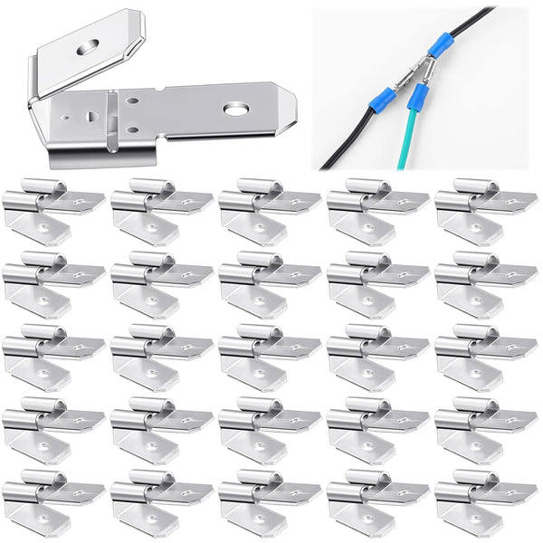 25 Pcs Double Piggyback Spade Connectors, Electrical Double Male Female Adapter Assortment Kit