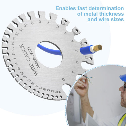 2Pcs Metal Gauge Thickness Tool, Highly Accurate Dual-Sided Round Wire Sheet Gage for Welding