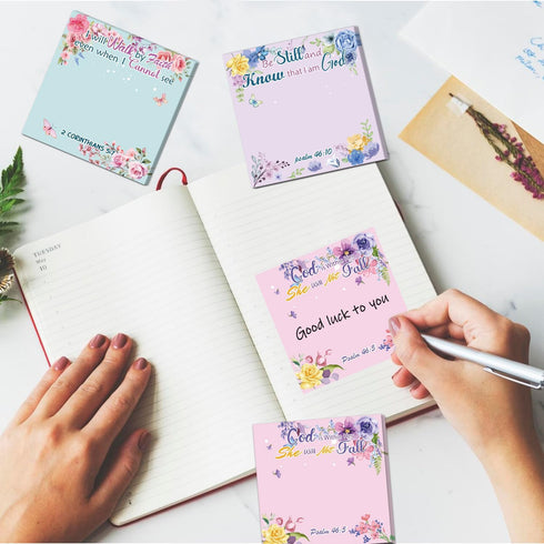 Bible Sticky Notes Gifts, 9 Pack Inspirational Sticky Notes, 3x3" Religious Quotes for Christian Women