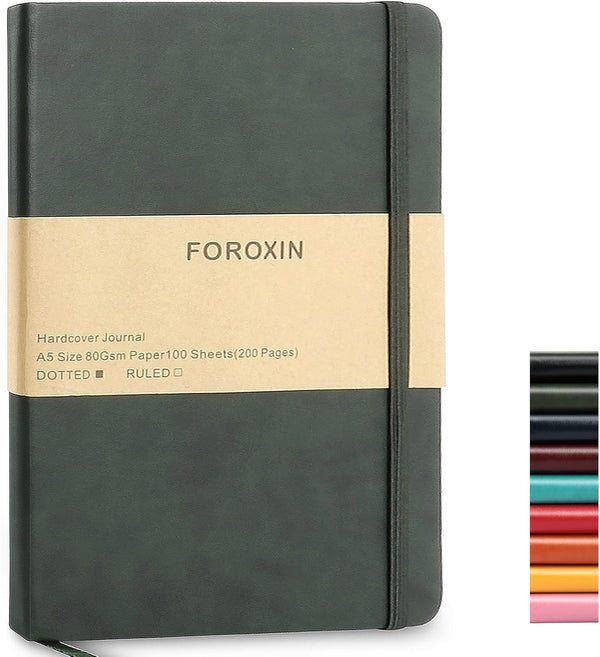 Journal Notebook (A5-Dotted, Dark Green), 192 Pages, Medium 5.7X8.3 inches - 80 gsm Thick Paper, Hardcover.