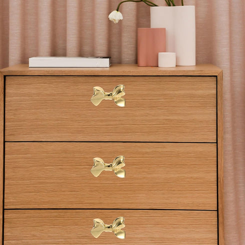 50x31x25mm, Brass Bowknot Cabinet Knob and Drawer Handle, Decorative Wardrobe and Furniture Pull for Cupboard, Dresser