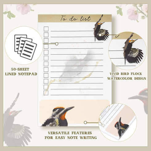 Fumete 4 Pack Bird Lover Gifts for Women - Sticky Notes Bird to Do List, 200 Sheets Christmas Cardinal Gifts for Women