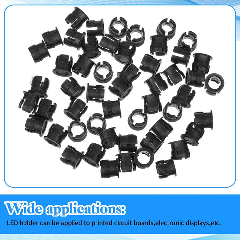 Eldraqth 5mm 100 5 mm Bulb LED Light Holder, Pieces Nylon Black Plastic Light Emitting Diode Clips Display Panel Mount