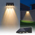 Solar Wall Lights Outdoor, 3 LED Lenses Fence Lights Solar Powered Outdoor