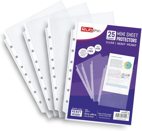 RUBEX Mini Heavyweight Sheet Protectors - 25 Sheets, Acid-Free for Documents and Photos