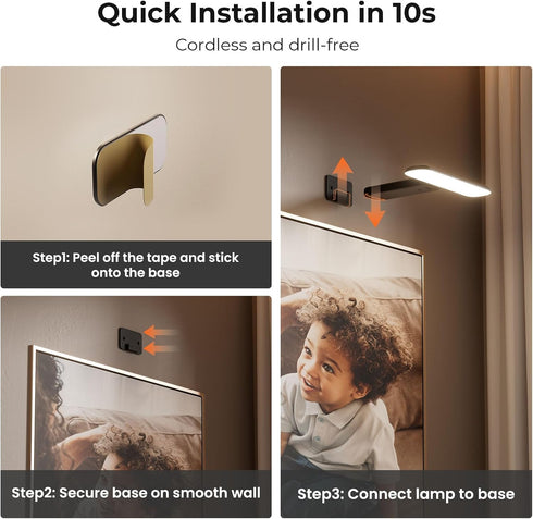 3 FULEN Rechargeable Picture Lights for Wall, Wall Lights Battery Powered with Remote, Art Lights for Paintings