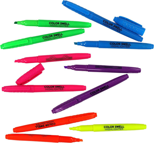 Multi-Color Bulk Highlighters 96 Pack by Color Swell with 4 Bonus Mini Markers
