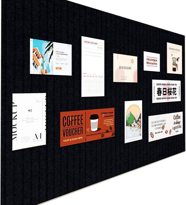 Large Felt Wall Tiles Cork Boards - 47"x35" Bulletin Board Tiles for Home Decor, 12-Pack, Black