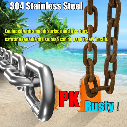 Lsqurel Stainless Steel Chain, 13ft Light Duty 1/8in Utility Chain for Home, Outdoor, Camping, Hanging