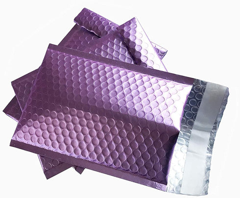 ProLine Matte Metallic Purple Bubble Padded Mailers 4x8 Inch, Self Seal Padded Envelopes (25)