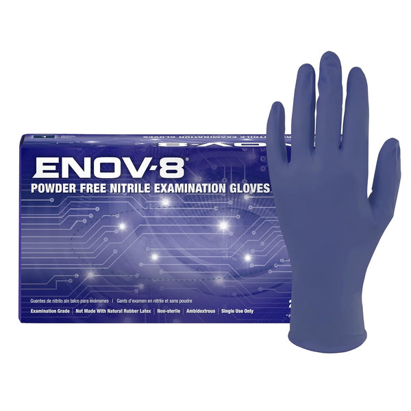 Adenna GL-NCF225BFM ENOV-8 3.5 mil Powder-Free Nitrile Exam Gloves, Medical Grade, Blue Sunset, Medium, Box of 200