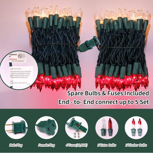100 20 LAMPHOME Red Clear Valentine's String Lights Mini Incandescent Fairy Light Decor Ft Green Wire Christmas Lifgt