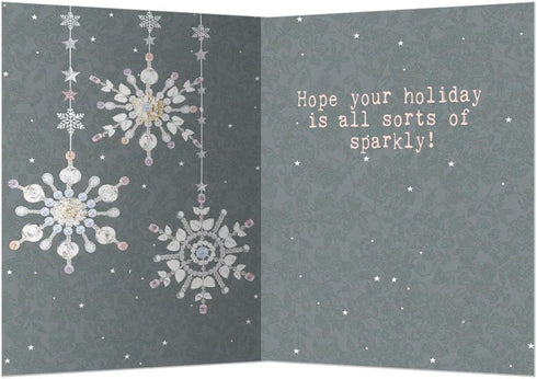 Tree-Free Greetings Holiday Greeting Cards, Gray Snowflake Happy Holidays, Vintage Brown Recycled Paper, 10-Pack