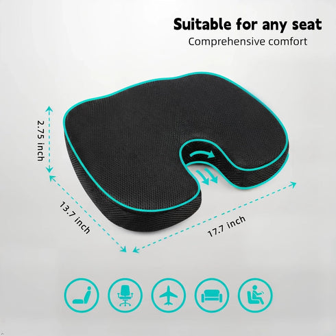 Vmeoap Tailbone Ergonomic Seat Cushion for Office Chair - Memory Foam Pain Relief - Sciatica & Coccyx Support for Car