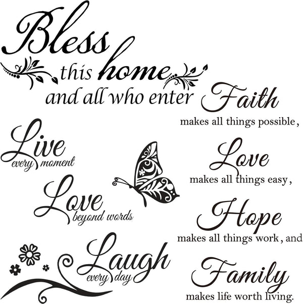 Zonon 3 Sheets Vinyl Wall Quote Stickers, Inspirational Love Faith Hope Family Motivational Wall Decals for Home School