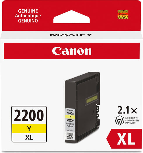 Canon Ink PGI-2200XL Genuine Yellow Ink Tank, Compatible with IB4120, MB5420, MB5120, IB4020,