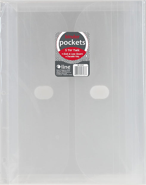 C-Line Side Loading Poly Binder Pockets, 1" Gusset, Clear, 10 Packs of 5 Pockets