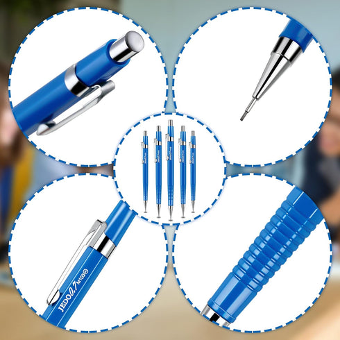Outus 8 Pieces Mechanical Pencils, Metal Retractable, 0.7 mm for Writing, Drawing, Sketching (Blue)
