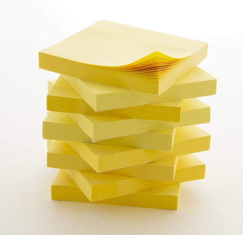 BAZIC Sticky Notes, 3x3 Canary Yellow Post Stickies, Colorful Adhesive Memo Pads, Recyclable (100 Sheets/Pack), 2-Packs.